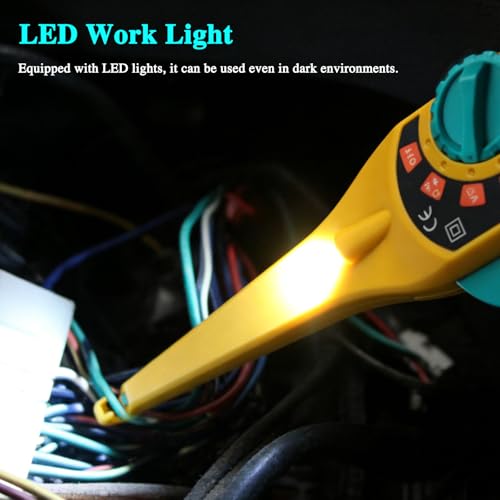 Automotive Circuit Tester with Hook Probe, 4-in-1 Digital Multimeter Auto Electrical Tester DC/AC Aging Voltage Resistance Continuity Battery Diode Tester with Screen for Car Truck Repair