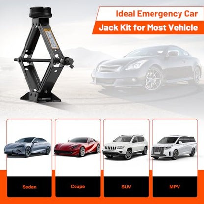 IMAYCC Car Jack Kit 2.5 Ton, Universal Scissor Car Jack, Portable Tire Changing Kit for Car SUV MPV