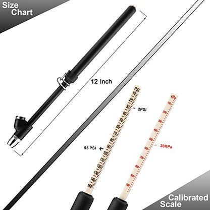 CZC AUTO Tire Pressure Gauge Heavy Duty Air Pressure Tire Gauge, Straight-on Foot Dual Head Chucks, Black Painting, 10-150PSI 100-1000KPa for Semi Truck Car RV Van（2 Pack） - style: 2 Pack