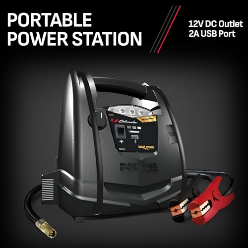 Schumacher Electric 800A Car Battery Jump Starter and Portable Power Station, 4-in-1 Solution, 150-PSI Air Compressor, USB & DC Charging, for 12V Power Sport, Automotive, and Marine Batteries, SJ1331 - style: 800 Peak Amps