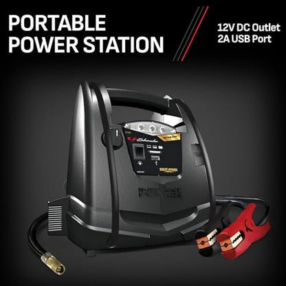 Schumacher Electric 800A Car Battery Jump Starter and Portable Power Station, 4-in-1 Solution, 150-PSI Air Compressor, USB & DC Charging, for 12V Power Sport, Automotive, and Marine Batteries, SJ1331 - style: 800 Peak Amps