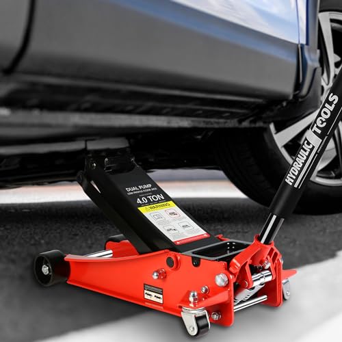 4 Ton Low Profile Floor Jack, Hydraulic Racing Floor Jack with Dual Pistons Quick Lift Pump for Sport Utility Vehicle, Lifting Range 4"-21" (4 Ton Lifting 4"-21") - size: 4 Ton Lifting 4"-21"