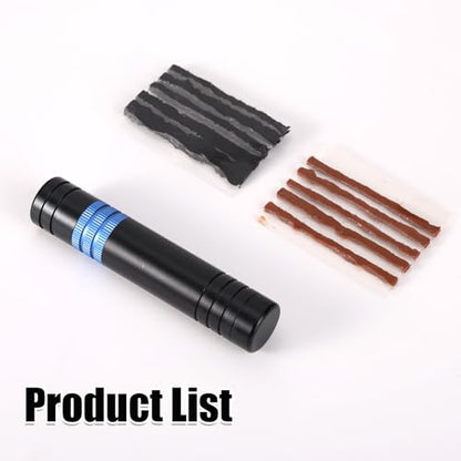 NQEUEPN 3-in-1 Tire Repair Kit, Compact Tire Puncture Plug Patch with Strips Tubeless Bike Tires Accessories Valve Removal Tool Fix a Puncture or Flat for Auto Motorcycle Bicycle Car Truck Tractor
