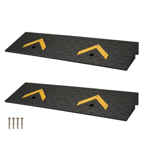 Rubber Curb Ramps 3" Rise 2 Pack for Driveway Wheelchair Riding Mower Doorways Threshold Garage Sidewalks,Ramps for Car Truck Motorcycle Bike,7000lbs Load Capacity - size: 3"inch