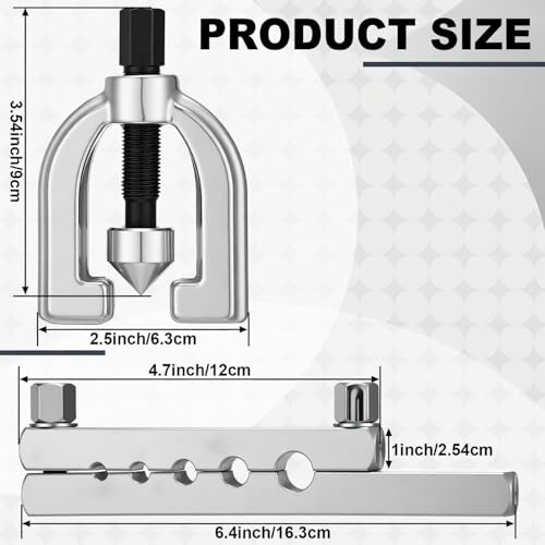 Sosation 45 Degree Flaring Tool for SAE Refrigeration HVAC Tubing Flaring Tool Kit Fittings 3/16'' - 1/2'' 45° Eccentric Single Flare Accessories for Brake Hydraulic Lines Copper Pipe Tube