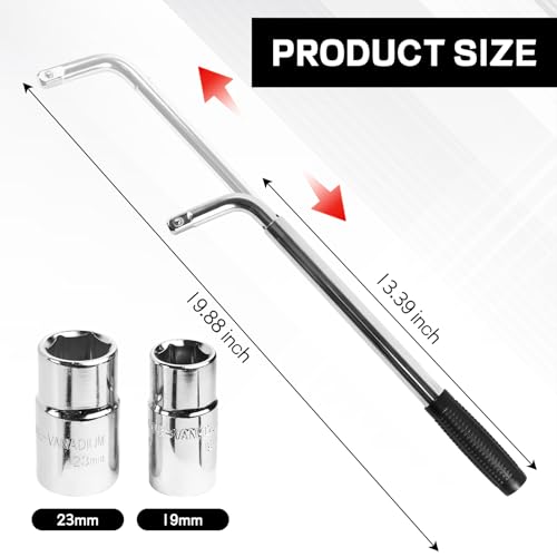 Telescoping Lug Wrench, Extendable 4 Way Lug Wheel Wrench, Wheel Nut Remover Set with 17/19mm and 21/23mm Sockets, Universal Tire Repair Tool Kit for Cars Trucks SUVs
