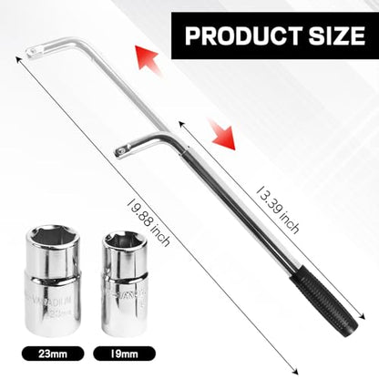 Telescoping Lug Wrench, Extendable 4 Way Lug Wheel Wrench, Wheel Nut Remover Set with 17/19mm and 21/23mm Sockets, Universal Tire Repair Tool Kit for Cars Trucks SUVs