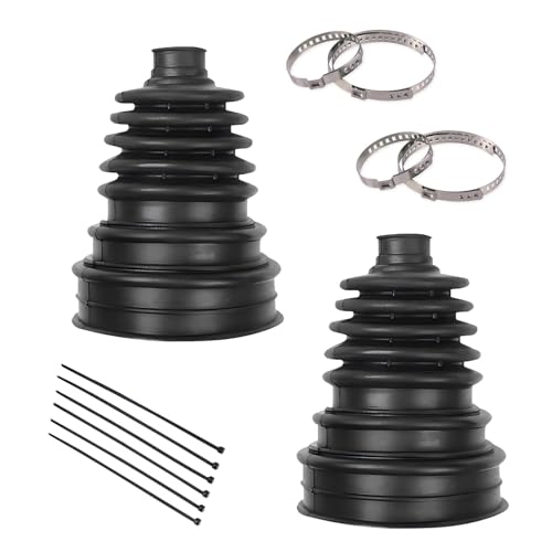 2PCS CV Boot Repair Kit, High-temperature Resistant Axle Boot with 4 Stainless Steel Clamps & 6 Cable Ties, Leakproof Vehicle Drive Shaft Cover, for Most 19mm to 24mm Shaft Vehicles (Black)