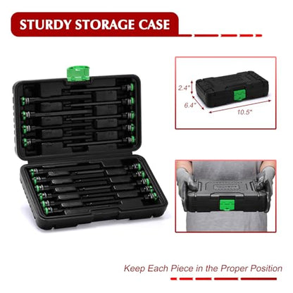 EMENTOL 3/8-Inch Drive Allen Hex Bit Socket Set, 20PCS Extra Long, SAE & Metric (3mm - 12mm, 1/8"-7/16"), CR-V, S2 Alloy Steel Bit - size: Hex Bit 3mm - 12mm & 1/8"-7/16"