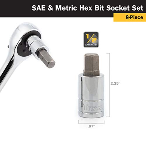 Titan 16132 SAE/Metric Large Hex Bit Socket Set - 8 Piece - style: Large SAE/Metric Hex