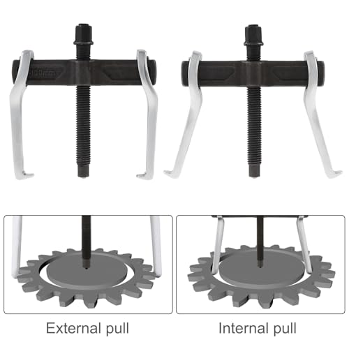 ChgImposs 4 Inch CR-V 2-Jaw Gear Puller, Adjustable Bearing Puller Gears, Reversible Removal Tool for External Internal Pulling, Single Hook Two Claws Puller Tool Separate Lifting Device
