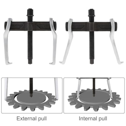 ChgImposs 4 Inch CR-V 2-Jaw Gear Puller, Adjustable Bearing Puller Gears, Reversible Removal Tool for External Internal Pulling, Single Hook Two Claws Puller Tool Separate Lifting Device
