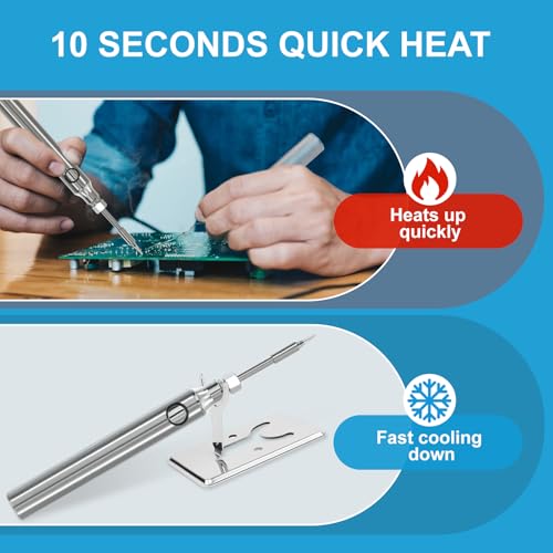 Cordless Soldering Iron Kit 1100mah USB Cordless Soldering Pen, Portable and Rechargeable for Electronic Components, Home Appliance Repair, DIY, Jewelry Soldering.