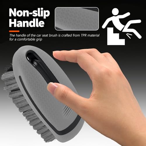 2026 New Car Upholstery Brush for Cleaning,Portable Car Carpet Brush with Dense Bristle & Non-Slip Handle,Multi-Purpose Upholstery Cleaner Brushes for Cars Trucks SUVs Interior