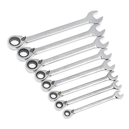 GEARWRENCH 8 Piece 72-Tooth 12 Point Reversible Ratcheting Combination SAE Wrench Set | 9533N - size: (Pack of 1)