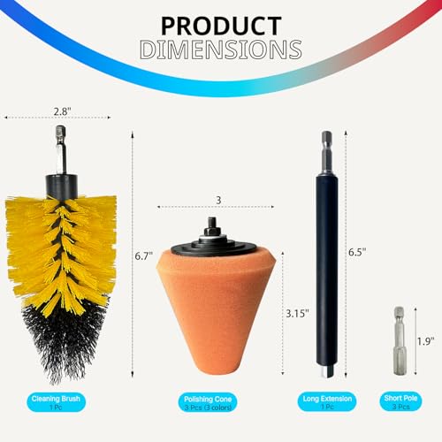 Drill Bit Polishing Cone Sponges with Handheld Extension Holder | 8Pcs Metal Polishing Tool, Car Wheel Polishing Sponge, Polishing Pad,Suitable for Household Standard Hand Drill - style: cone _8