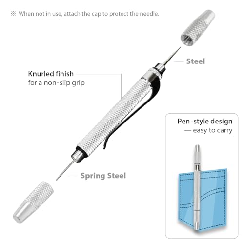 FIRSTINFO H5136 Windshield Washer Spray Nozzle Cleaner Needle | Corrosion Blockage Removal Tool, Two Needle Sizes, Portable Pocket-Size, Made in Taiwan