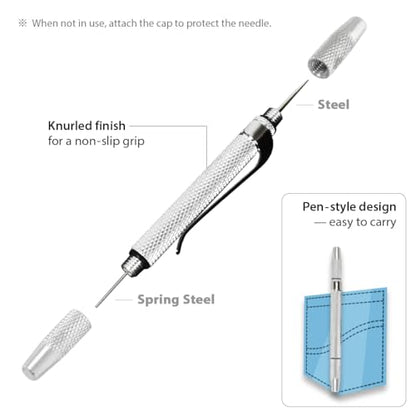 FIRSTINFO H5136 Windshield Washer Spray Nozzle Cleaner Needle | Corrosion Blockage Removal Tool, Two Needle Sizes, Portable Pocket-Size, Made in Taiwan