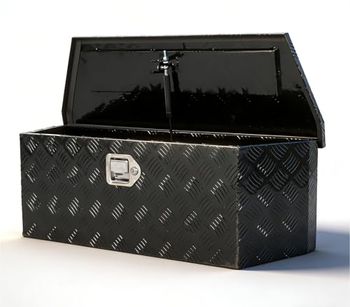 35 Inch Aluminum Trailer Tongue Box with Gas Strut, Lockable Black | Weatherproof aluminum storage keeps tools, towing gear and trailer essentials secure, organized and ready for every trip - color: Black, size: 35" x 12" x 12" - 5 Bar
