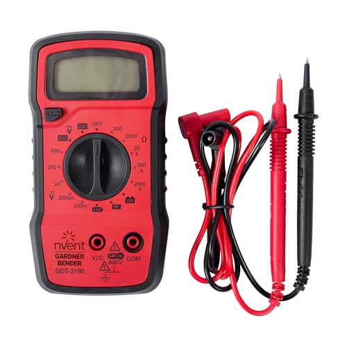 Gardner Bender GDT-3190 Digital Multimeter, 4 Function, 14 Range, Tests AC/DC Voltage, Resistance, and Battery, Manual Ranging, Auto-Off, 1/Each, Red With Black Rubber Boot - color: Red with Black Rubber Boot, style: Manual 4 Function / 14 Range