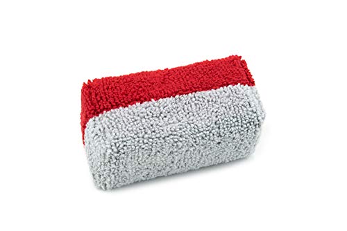 Autofiber Mini [Saver Applicator Terry] Ceramic Coating Applicator Sponge | 12 Pack | with Plastic Barrier to Reduce Product Waste. (Red/Gray) - color: Red/Gray