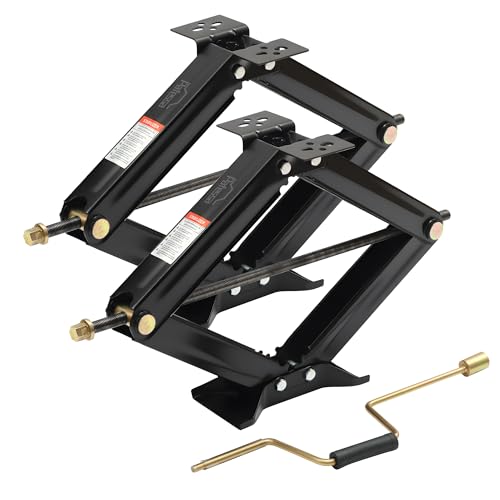 RV Scissor Jack Stabilizer 7500lbs Heavy Duty 24" RV Trailer Stabilizer Leveling Scissor Jack for RV Camper with Crank Handle (New 24’‘ 2pc) - size: New 24’‘ 2pc