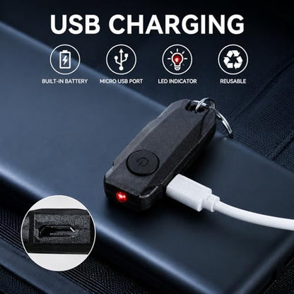 BARRYSAIL USB Rechargeable Keychain Light, 9pcs Mini LED Flashlight with Keyring, Great EDC Tool, Gift for Kids Teens (9, Black)