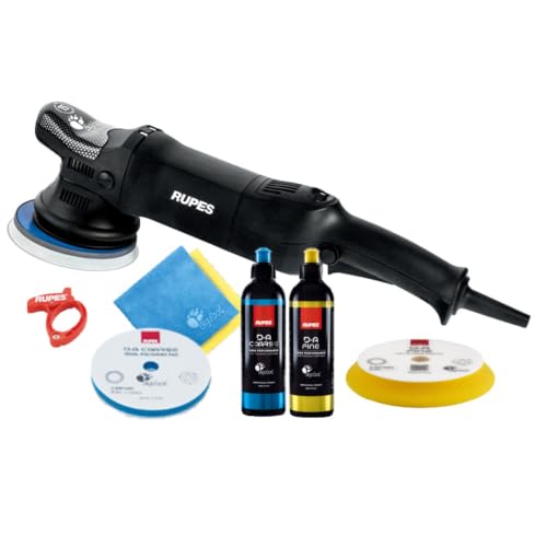 RUPES BigFoot LHR21 Mark V Random Orbital Starter Polishing Kit | Includes D-A Compounds, Wool Pads, Cloths & Cord Clamp | Compact Design | PrecisionPro Backing Pad | Reduced Vibration - size: Starter Kit