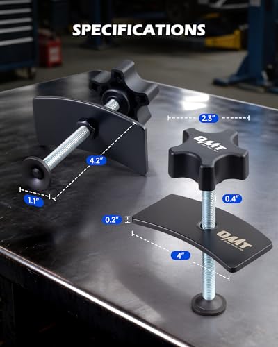 OMT Auto Brake Caliper Compressor, Universal Inner Pad Spreader Tool, Black | Solid Steel Build; 0.4" Threaded Rod for Fast Piston Reset; Ergonomic Knob; Fits Cars and Light Trucks; Anti Rust Finish