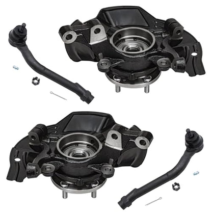 Detroit Axle - 2.4L Front 4pc Steering Knuckles Kit for 2011 Kia Optima, 2 Steering Knuckles & Wheel Bearing Hubs 2 Outer Tie Rods Replacement - size: 4SU47760/Kit