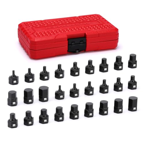 MIXPOWER 27-Piece 3/8" Drive Stubby Impact Hex Bit Socket Set,SAE/Metric, 5/32"-11/16",4mm-17mm, S2 Steel Air Drive Low Profile Socket Set,Impact Grade,Anti-Roll Design - size: 27 PCS 3/8"Drive:5/32"-11/16",4-17mm