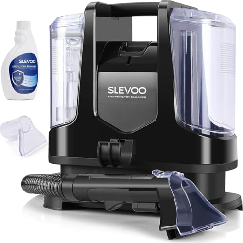 Slevoo 400W 18Kpa Carpet Cleaner Machine with 1 Bottle Cleaning Solutions | Strong Suction Upholstery Spot Cleaner for Pet Accidents Car Interiors Rugs Furniture, Dual 40oz Tanks, 16.4ft Cord - color: Black