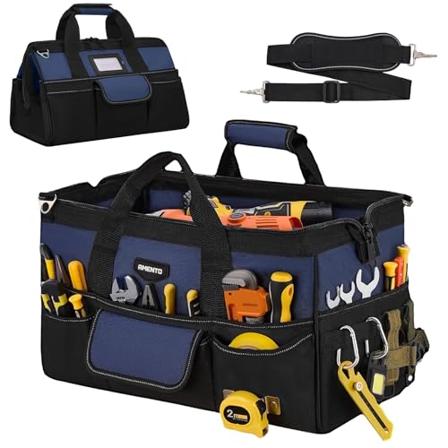 18-Inch Heavy Duty Tool Bag, 22 Pockets Empty Tool Box Organizer Storage, Soft Tote Toolbox Organization Portable Handle Carrying Work Toolbag for Electrician Mechanic, Dad Men Gifts, Blue - color: Blue, size: 18 Inch