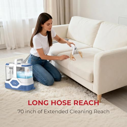 Rosewill Multi-Purpose Portable Carpet and Upholstery Cleaner, Powerful Suction 18 KPa Spot Cleaner, 600W Motor, Car and Auto Detailer, Stain/Spot Remover; Versatile Use: Carpet, Sofa, Pet Hair - color: White