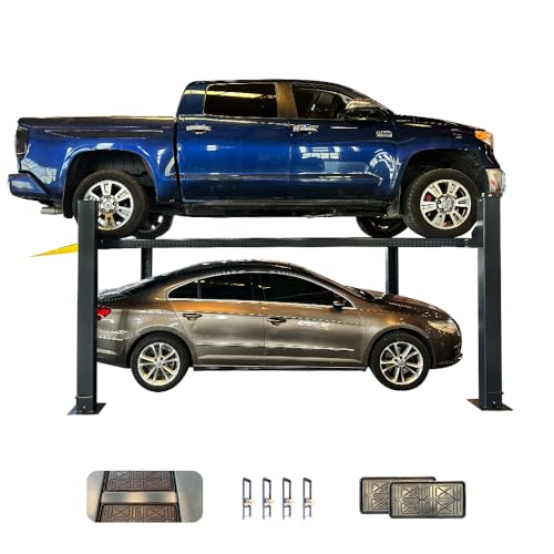 KATOOL 8500 lbs 4-Post Portable Storage Service Car Lift with Casters Kits Extra Tall Extra Long Extra Wide 4-Post Portable Storage Service Lift Home Parking Lift 36 Months Part Replacement