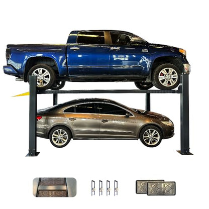 KATOOL 8500 lbs 4-Post Portable Storage Service Car Lift with Casters Kits Extra Tall Extra Long Extra Wide 4-Post Portable Storage Service Lift Home Parking Lift 36 Months Part Replacement