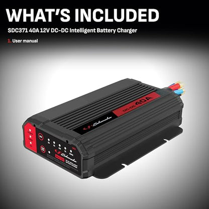 Schumacher Electric SDC371 Smart Battery Charger and Maintainer - 40A 12V DC-DC Smart Charger - Standard, AGM, Gel, Calcium & Lithium Battery Charger - Use with Solar Panels or Vehicle Alternator - style: SDC371