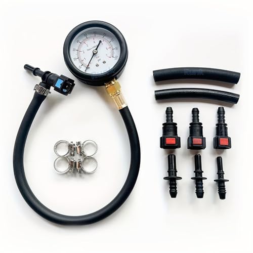 Fuel Pressure Gauge Tester Kit with Quick Connected Hose, 0-100 PSI Fuel Pressure Tester Tool with 6.30 7.89 9.49 Fuel Line Fittings