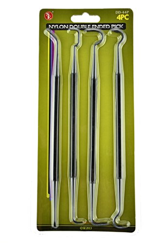 SE 7-1/4 Inch Double-Ended Nylon Pick Set for Cleaning & Detailing - Automotive, Crafts, Gun Maintenance - Assorted Tip Shapes - DD-44P