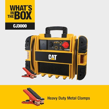 CAT CJ3000 Professional Jump Starter 1000 Peak Amp Battery Booster, Built-In Power Switch, Battery Clamps, Yellow