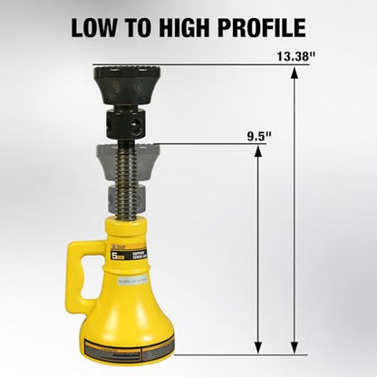 YELLOW JACKET 5 Ton Professional Car Support Screw Jack for House Construction Bridge Stabilization, Yellow (10,000 LBs) - size: 5 TON