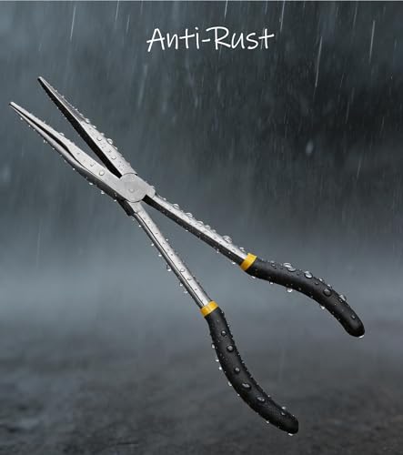 Long Reach Pliers,11 inch,Straight Head,Rust-Proof,Anti-Slip Handle.