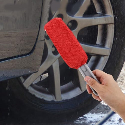 SOLUSTRE Car Detailing Brushes Set with Soft Sponge Tire Shine Applicator Pad and Wheel Rim Cleaning Brush for Auto Tire and Rim Care