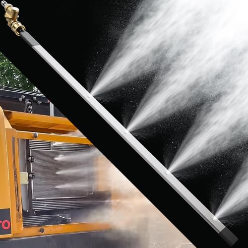 24" Radiator Cleaning Wand- Air Radiator Cleaner Wand Tool, 1/4" Quick Connect &180°Swivel Joint, Stainless Steel Water/Air Pressure Washer Gun Adapter for Cars, Trucks, RVs, Heavy Equipment - color: Fixed Inlet - 24" Radiator Cleaning Wand