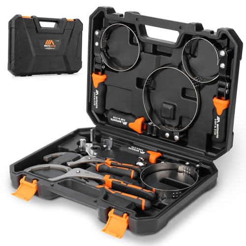 8-Piece Oil Filter Wrench Set | Adjustable Oil Filter Wrenches 2-3/4" to 5-1/4", 9" & 12" Universal Removal Tool, 1/2" to 3/8" Adapter, Case