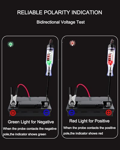 Test Light Automotive 3-80V DC,Digital LED Power Tools with Voltage Display,Bidirectional Indicator, Voltage Tester Pen with Extended Spring Wire&Stainless Steel Probe, for Car,RV,Fuse Tester