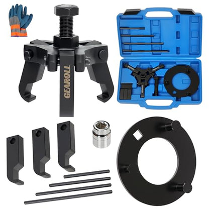 Harmonic Balancer Puller Installer Kit Set, Adjustable 3-Jaw Puller for Removing Harmonic Damper Pulley Compatible with Chevy GM Chrysler Ford ect