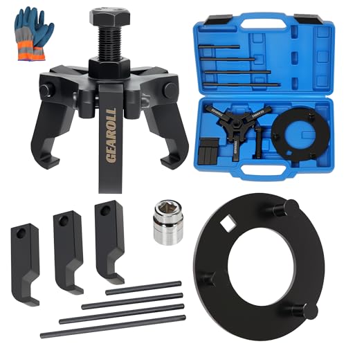 Harmonic Balancer Puller Installer Kit Set, Adjustable 3-Jaw Puller for Removing Harmonic Damper Pulley Compatible with Chevy GM Chrysler Ford ect