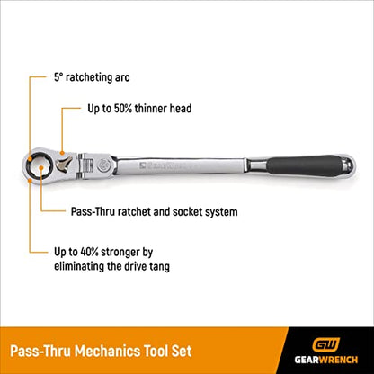 GEARWRENCH 23 Piece 3/8" Drive Pass-Thru™ 6 Point Standard SAE/Metric Mechanics Tool Set | 893823 (Pack of 6) - size: 20 Millimeter (Pack of 6), style: 23-piece kit