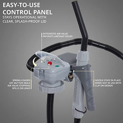 Deway Auto Fuel Transfer Pump with Flow Control Nozzle, Fits Most Gas Cans | Hands-free liquid transfer for cars, generators, ATVs, and lawn equipment. - style: Hand Trigger Nozzle w/ 51" Plastic Hose